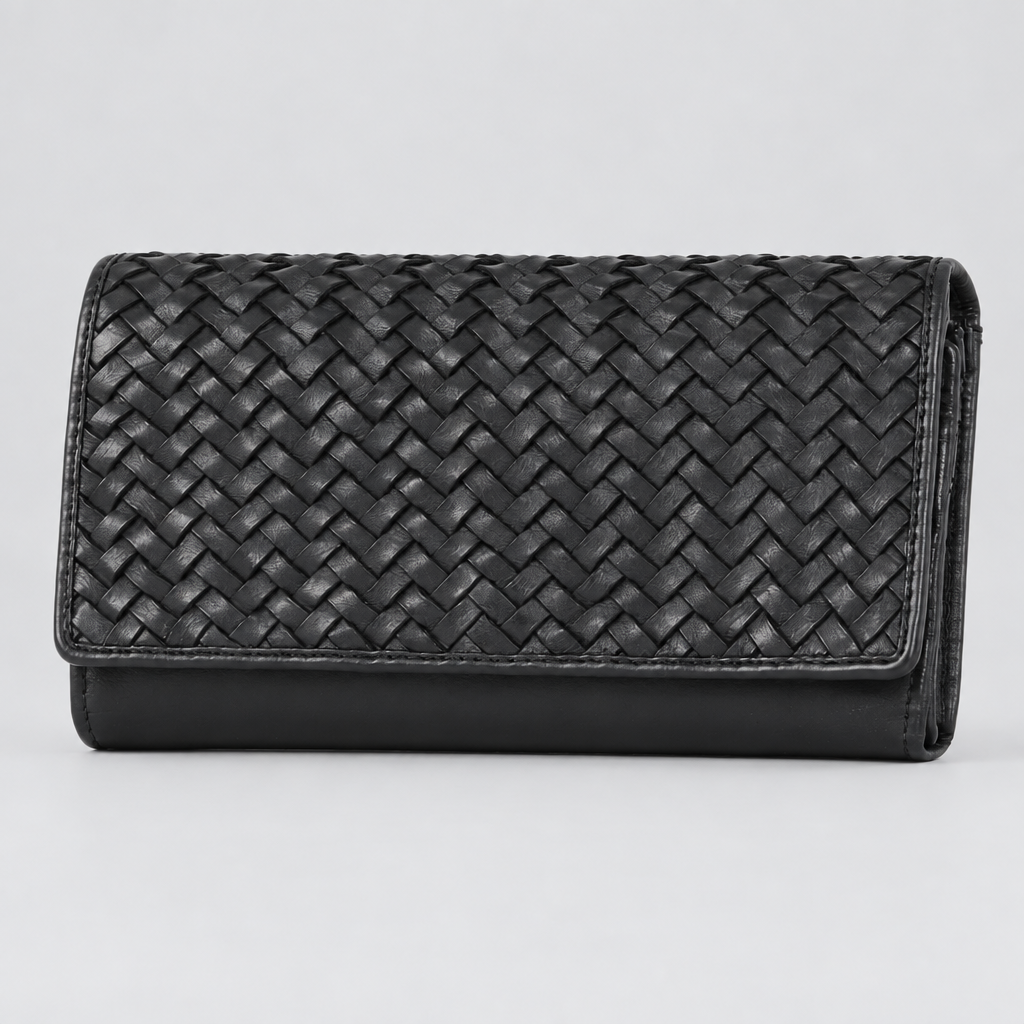 MET Women’s Leather Basket Weave Wallet. Artisan Woven Multi-Card Organizer - Boutique of Leathers/Open Road