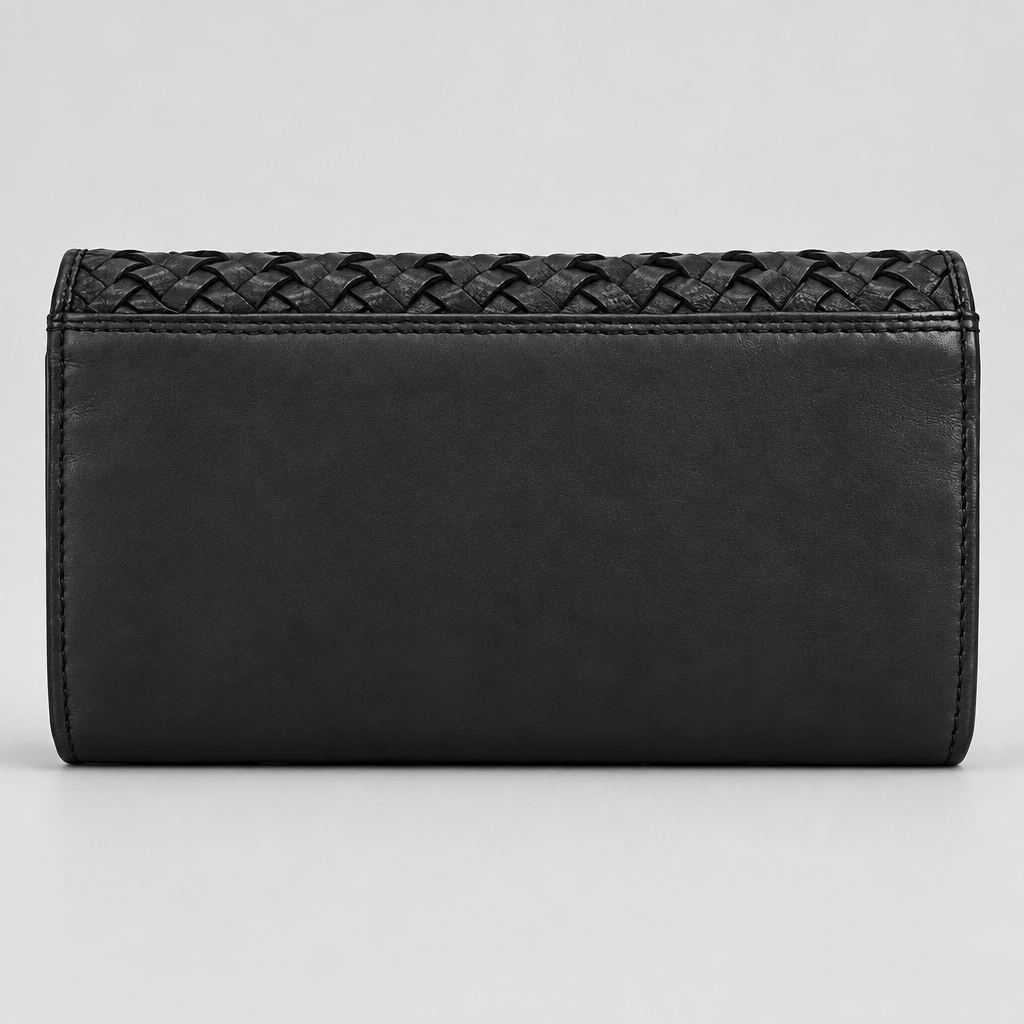 MET Women’s Leather Basket Weave Wallet. Artisan Woven Multi-Card Organizer - Boutique of Leathers/Open Road