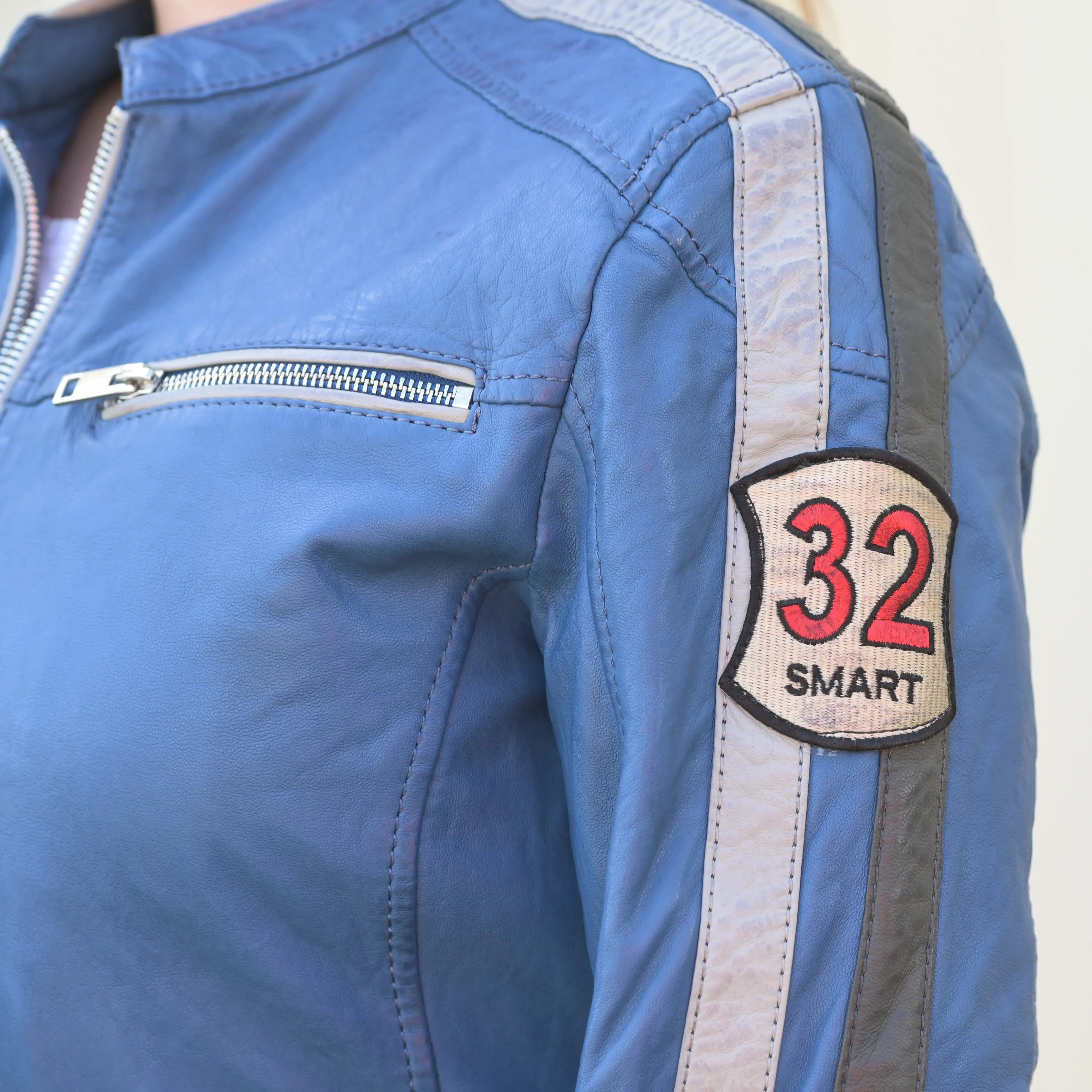 Women's Leather Jacket with Patches - Boutique of Leathers/Open Road