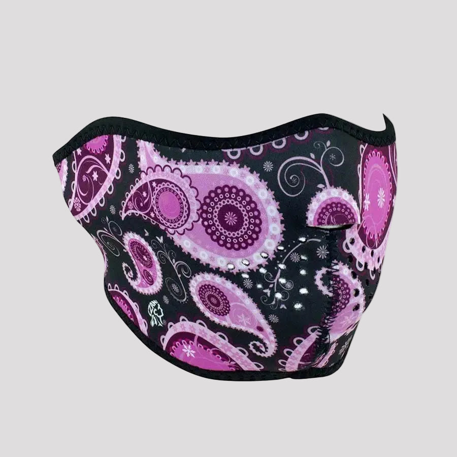 ZANheadgear Half Mask Neoprene Purple Paisley - Boutique of Leathers/Open Road
