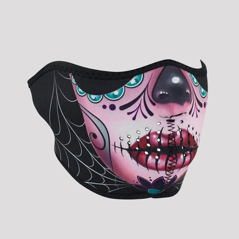 ZANheadgear Sugar Skull Half Face Neoprene Mask - Boutique of Leathers/Open Road