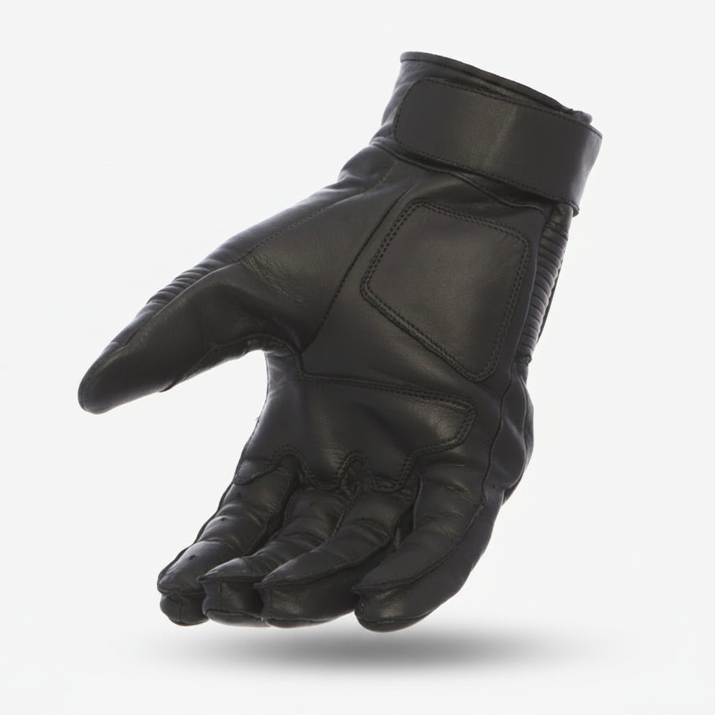 Cascade Men’s Leather Motorcycle Gloves. Armored Biker Gloves with Rubber Knuckles & Zipper Closure