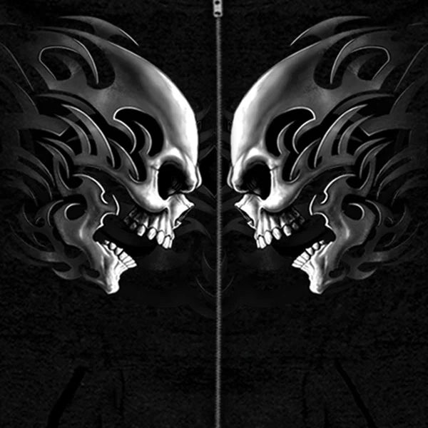 BOL Men's Head Butt Skulls Zipper Hoodie