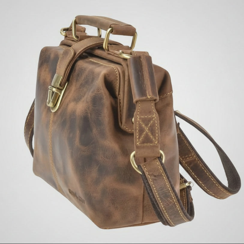 Greenburry Womens Ironing Bag Vintage Leather Classic Frame Handbag