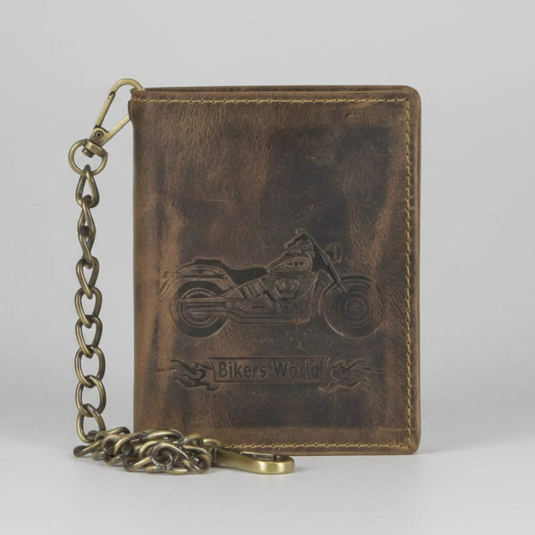 Greenburry Vintage Leather Motorcycle Embossed Vertical Chain Wallet