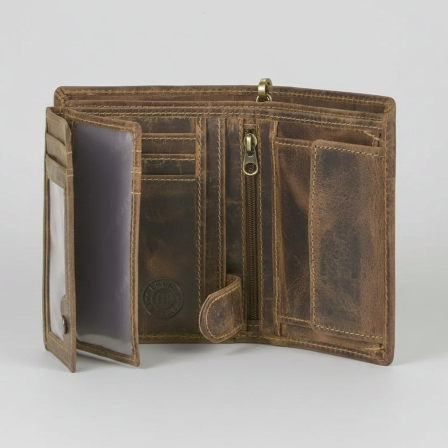 Greenburry Vintage Leather Motorcycle Embossed Vertical Chain Wallet