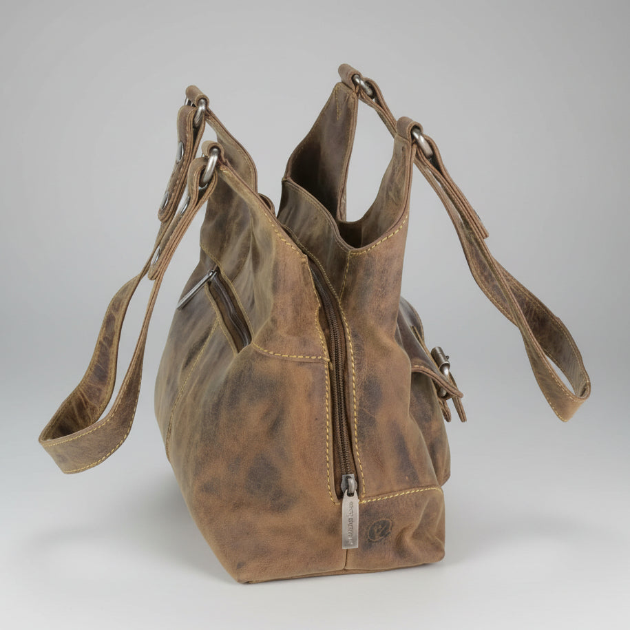 Greenburry Shopper for Women Vintage Leather Tote Bag 3 Compartments