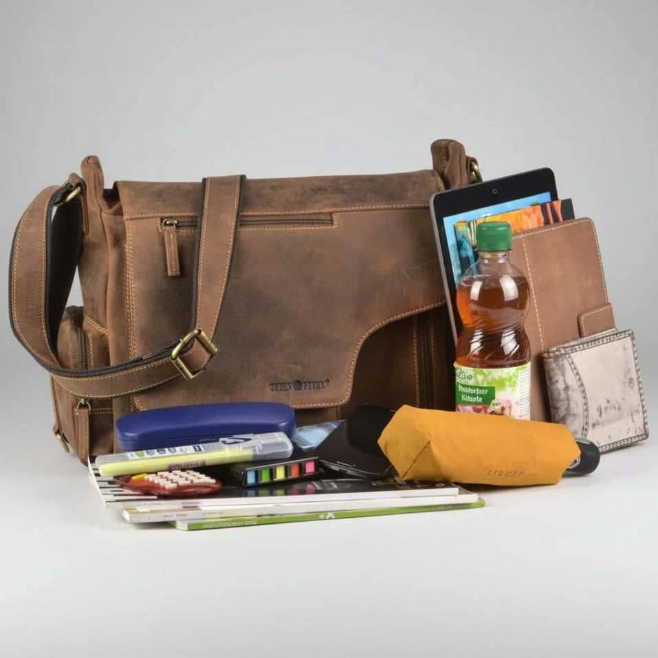 Greenburry Vintage Leather Messenger Bag. A4 Business Shoulder Bag