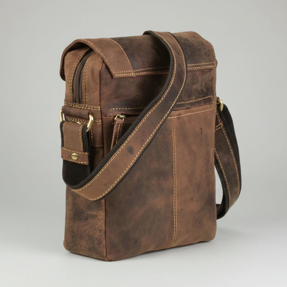 Greenburry Messenger Vintage Leather Bag. A5 Tablet Shoulder Bag