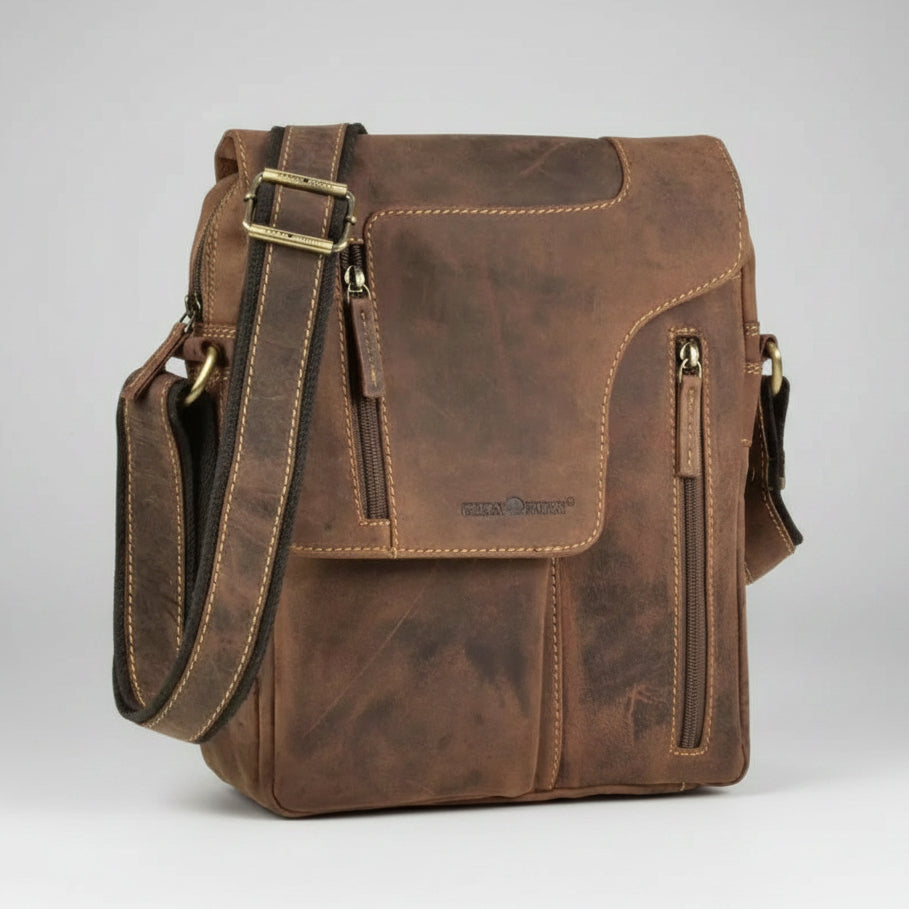Greenburry Messenger Vintage Leather Bag. A5 Tablet Shoulder Bag