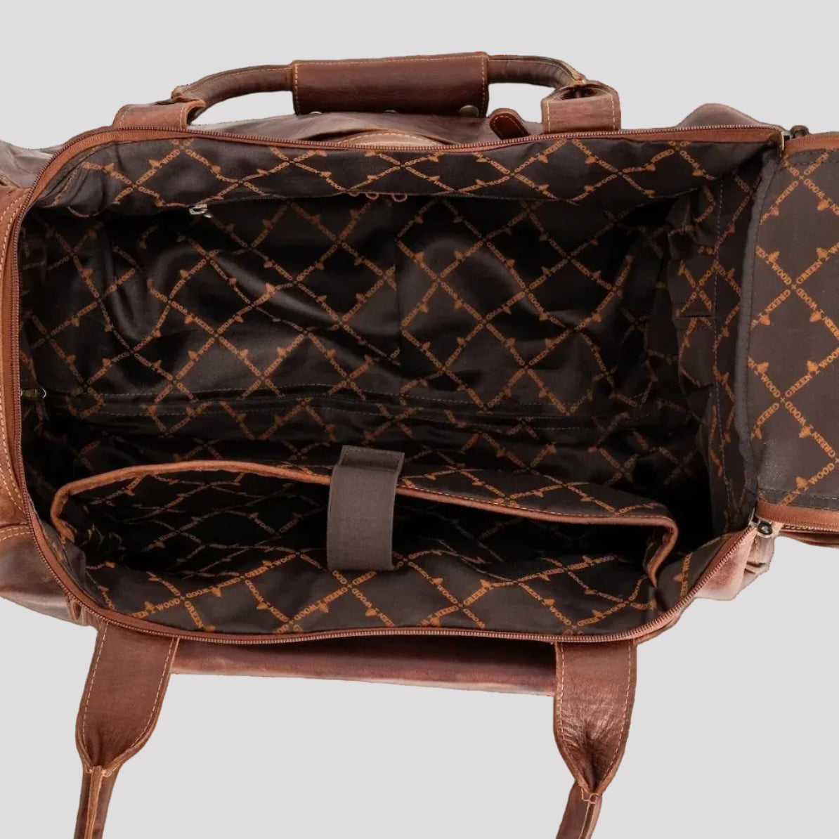 Greenwood Leather Wheeled Duffel Bag. Vintage Sandel Travel Trolley - Boutique of Leathers/Open Road
