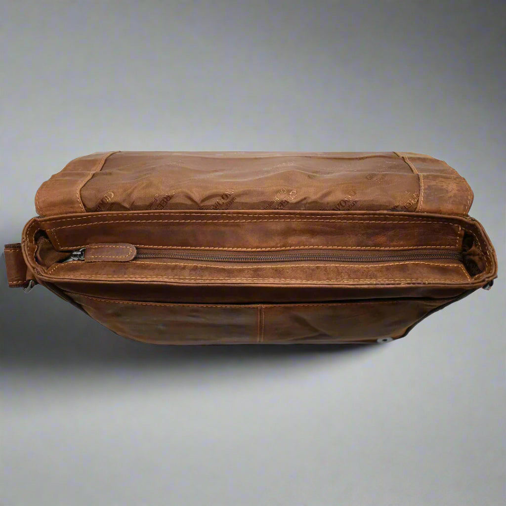 Greenwood Leather Laptop Bag. Premium Waxed Pull-Up Leather Messenger Bag - Boutique of Leathers/Open Road