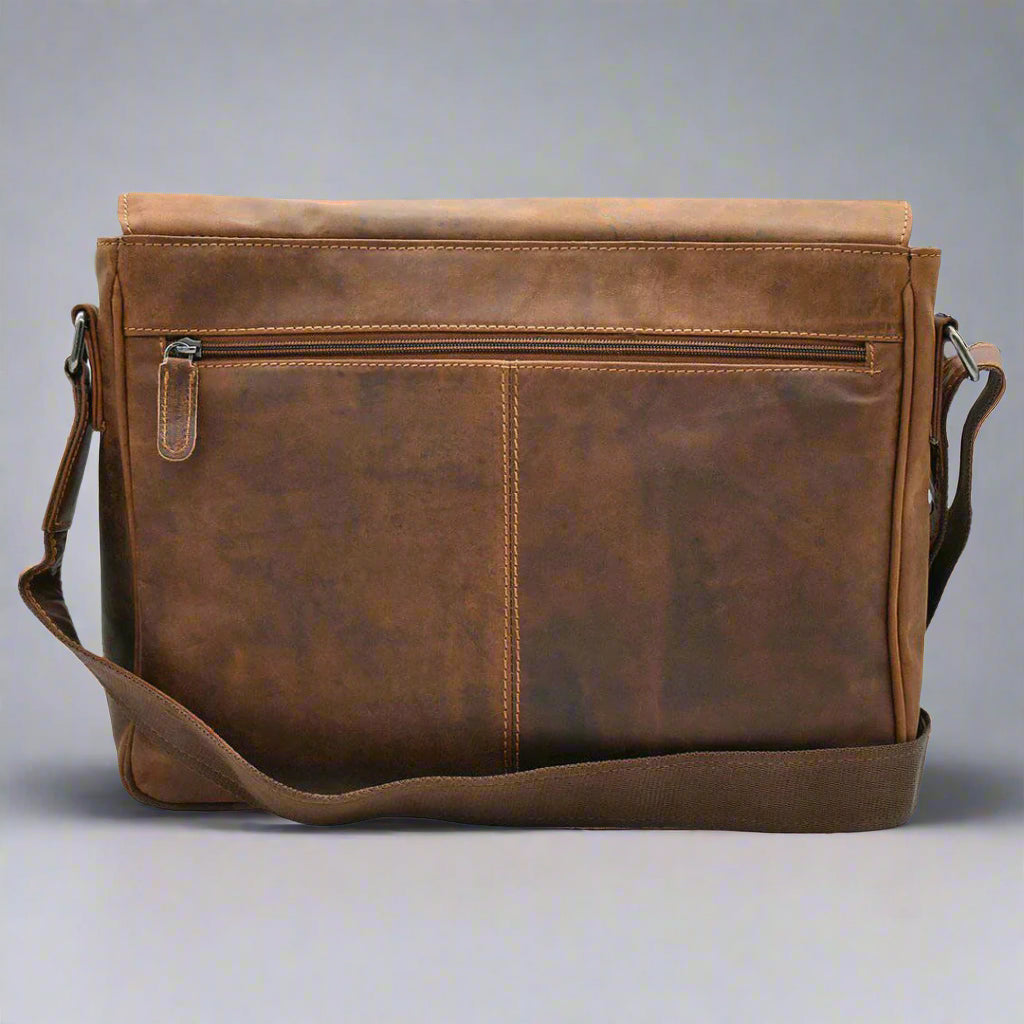 Greenwood Leather Laptop Bag. Premium Waxed Pull-Up Leather Messenger Bag - Boutique of Leathers/Open Road