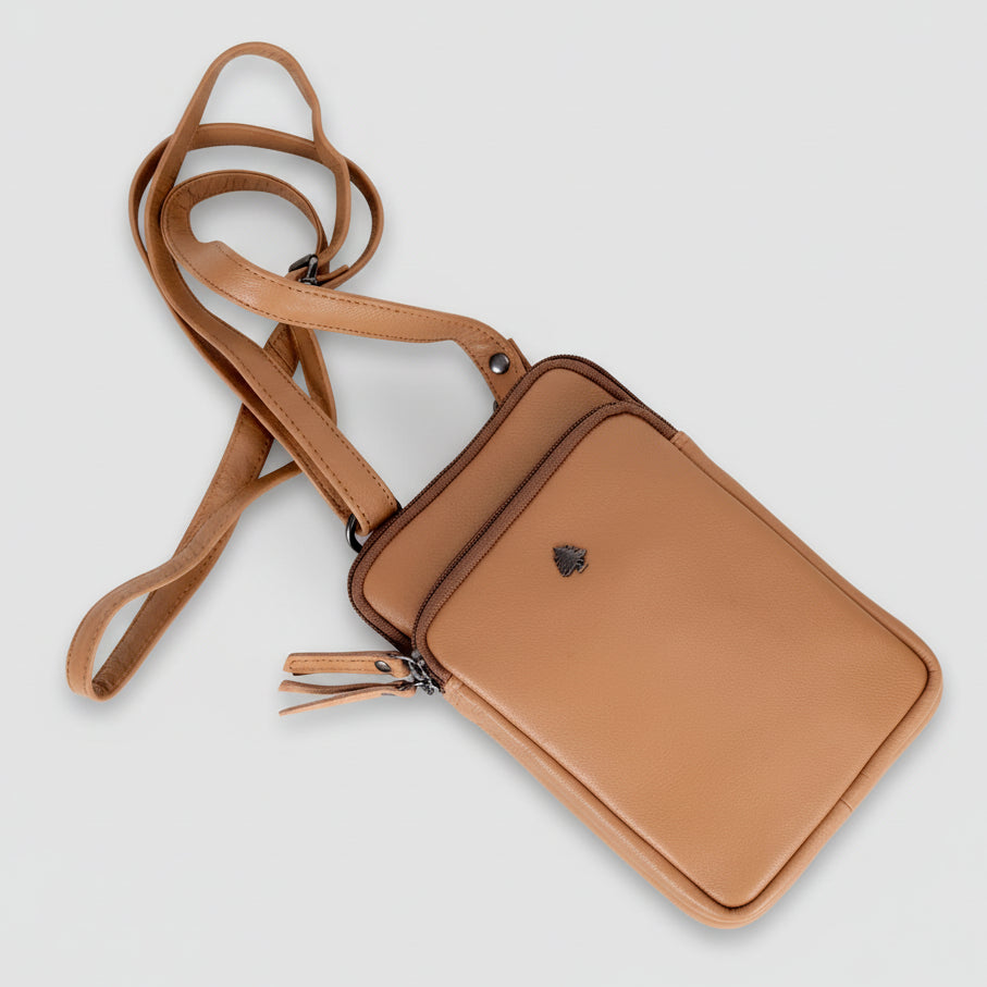 Greenwood Leather Compact Mini Crossbody. Slim Full-Grain Leather Phone Bag & Travel Organizer - Boutique of Leathers/Open Road