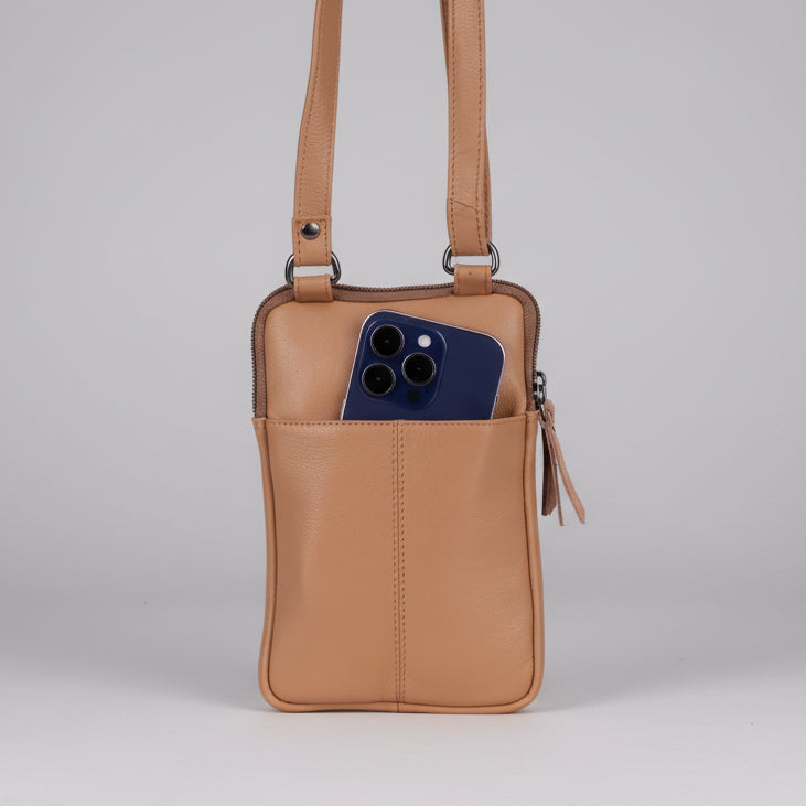 Greenwood Leather Compact Mini Crossbody. Slim Full-Grain Leather Phone Bag & Travel Organizer - Boutique of Leathers/Open Road