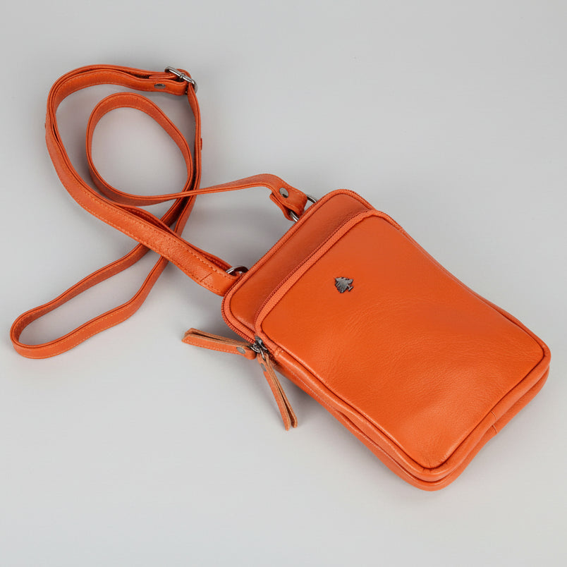 Greenwood Leather Compact Mini Crossbody. Slim Full-Grain Leather Phone Bag & Travel Organizer - Boutique of Leathers/Open Road