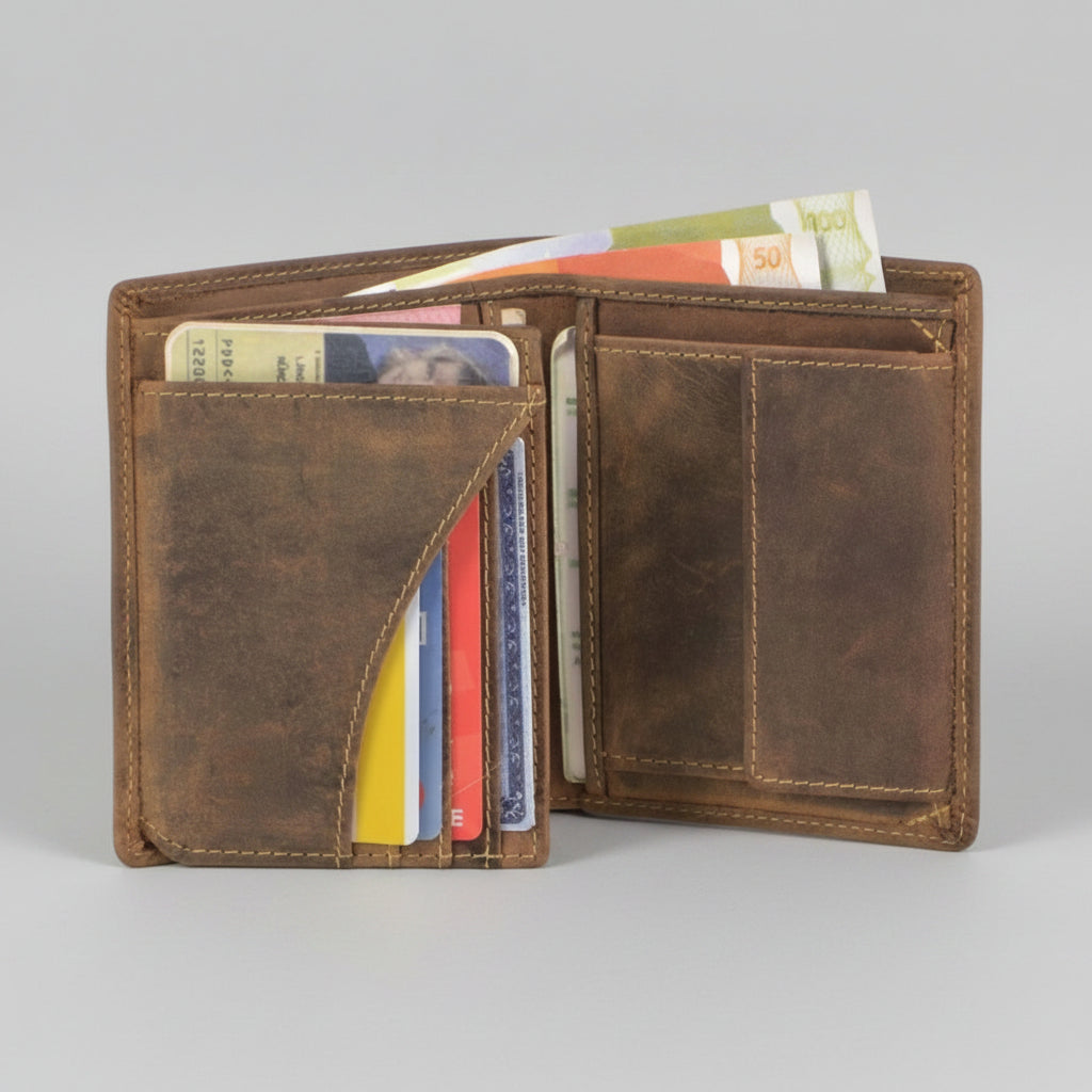 Greenburry Vintage Leather Horse Embossed Vertical Wallet with RFID