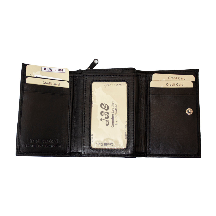 Men's Zip Coin Pocket Trifold Leather RFID Wallet