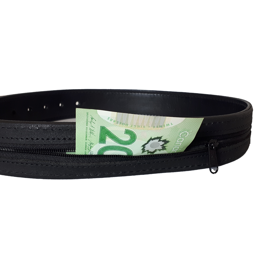 Men's Hidden Pocket Leather Money Belt