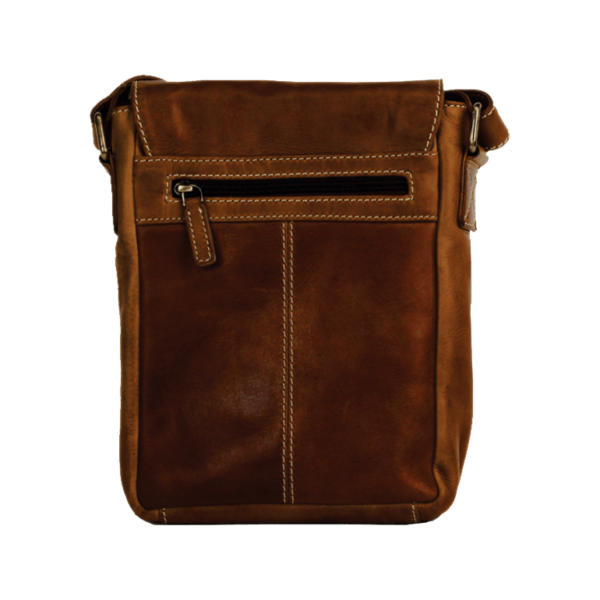 Rugged Earth Leather Bag with Front Flap and Buckle