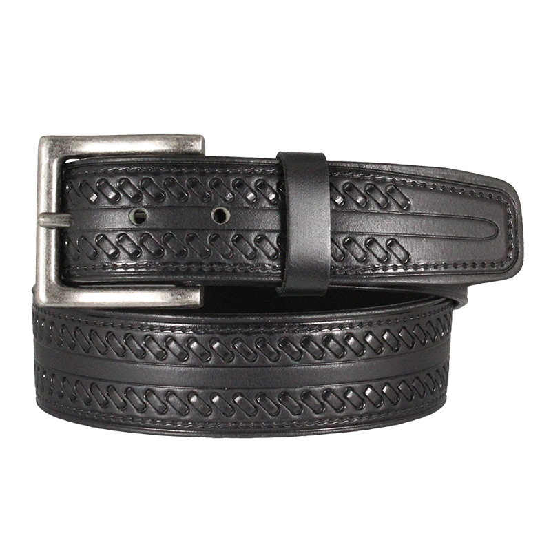 Men's Whipstitch Tooled Leather Belt