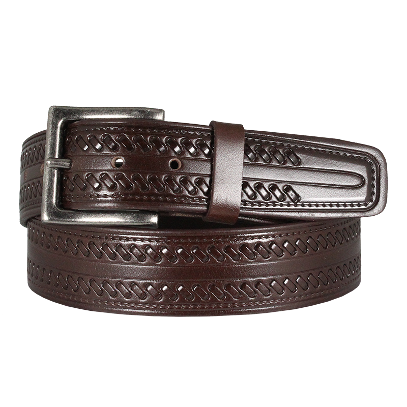 Men's Whipstitch Tooled Leather Belt