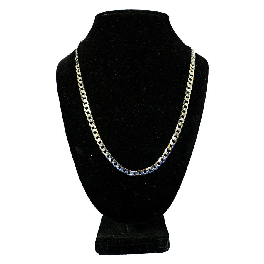 Men’s 6mm Stainless Steel Accented Cuban Link Chain. 24" Biker Necklace