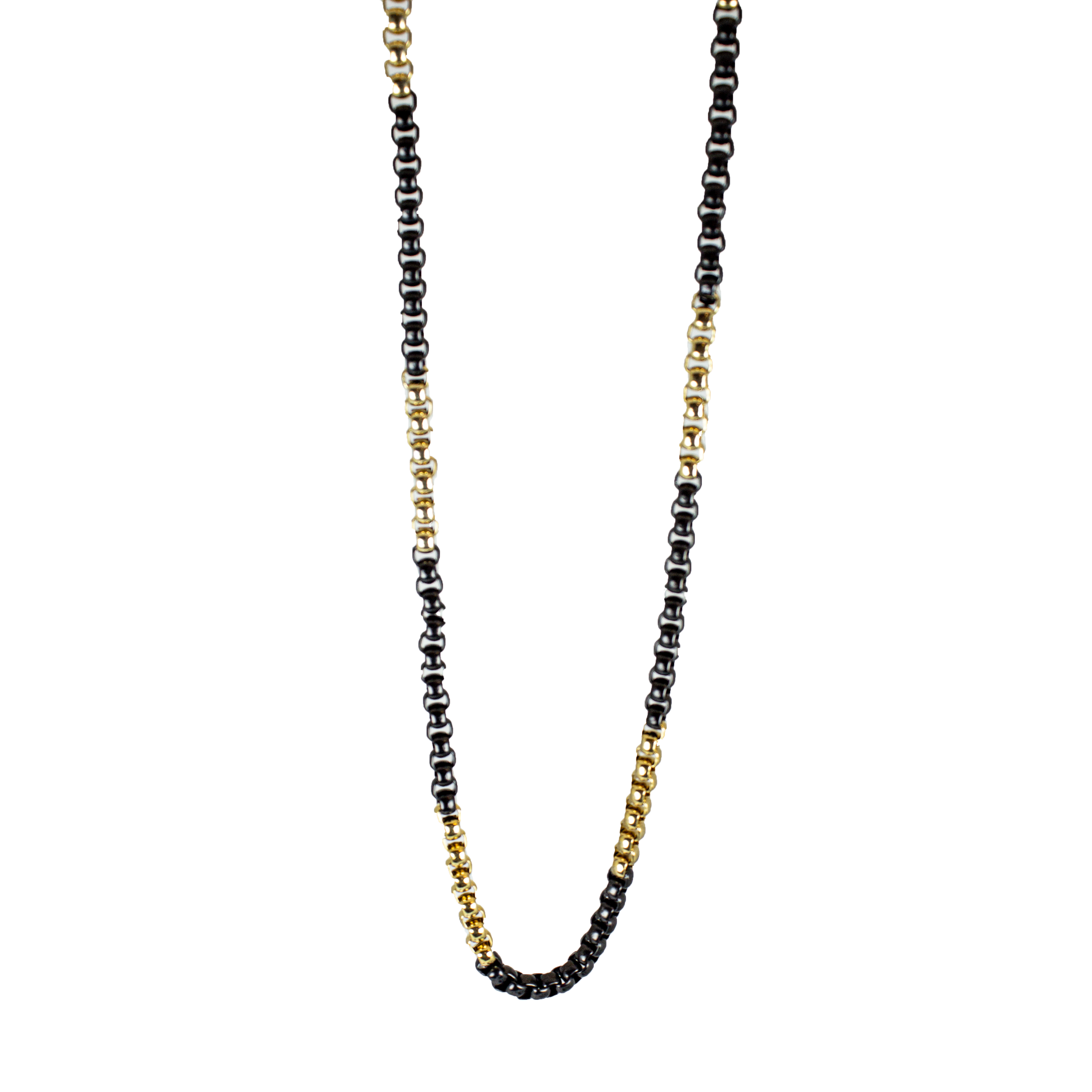 BOL Men's Two Tone Gold & Black Stainless Steal Chain Necklace