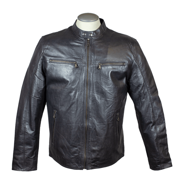 BOL Men's Snap Collar Leather Jacket