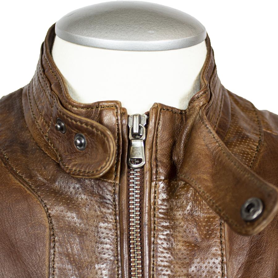 Men's Snap Collar Leather Racer Jacket