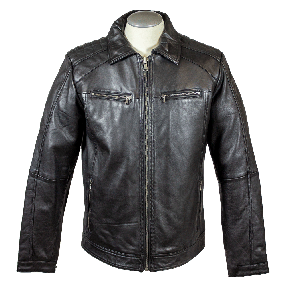 BOL Men's Zip Pocket Leather Jacket