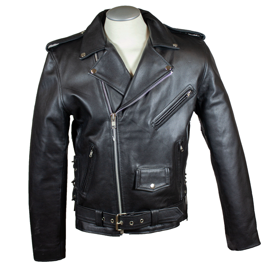 Men's Tall Classic Side Lace Leather Motorcycle Jacket