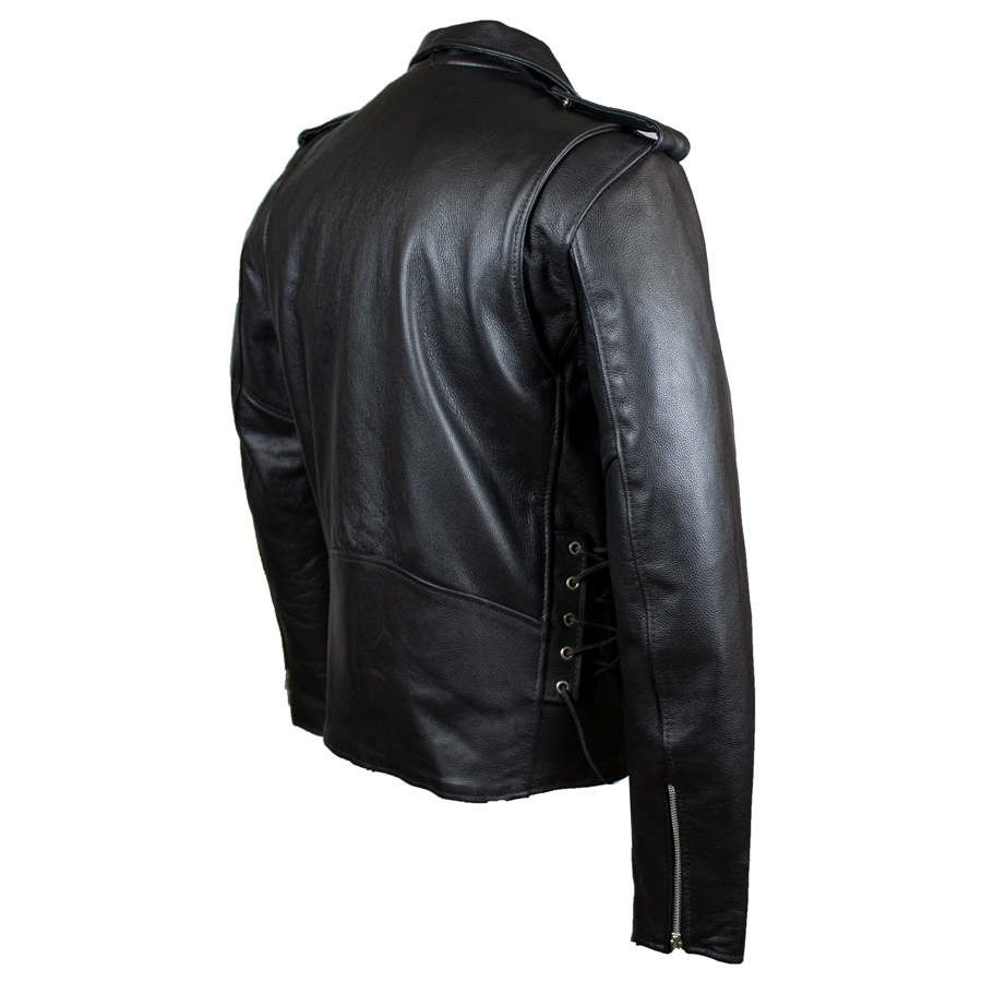 Men's Tall Classic Side Lace Leather Motorcycle Jacket