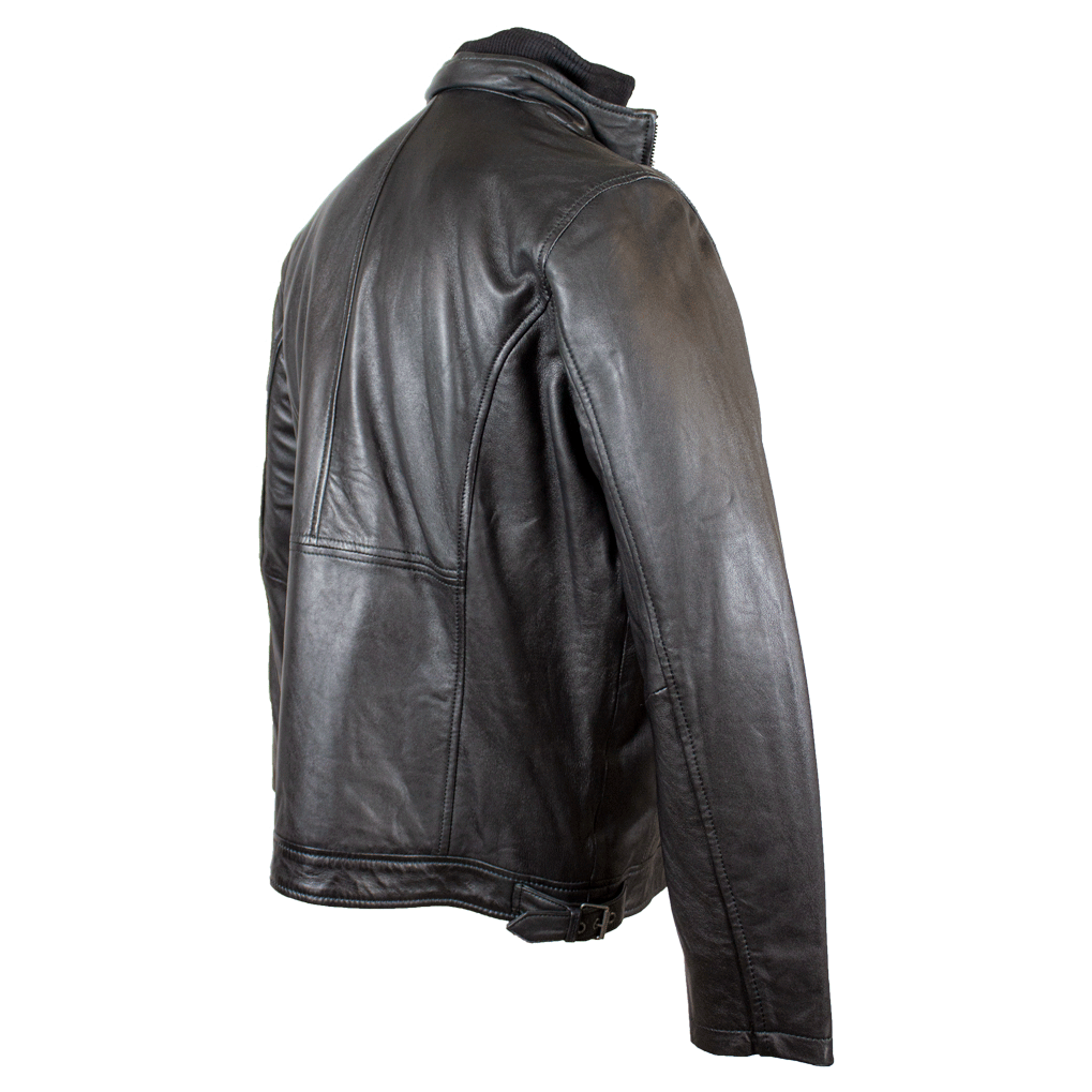 BOL Men's Knit Collar Leather Jacket