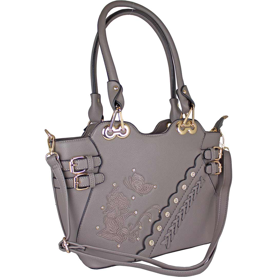 Temptation Italy Butterfly Embroidered Two Handle Shoulder Bag