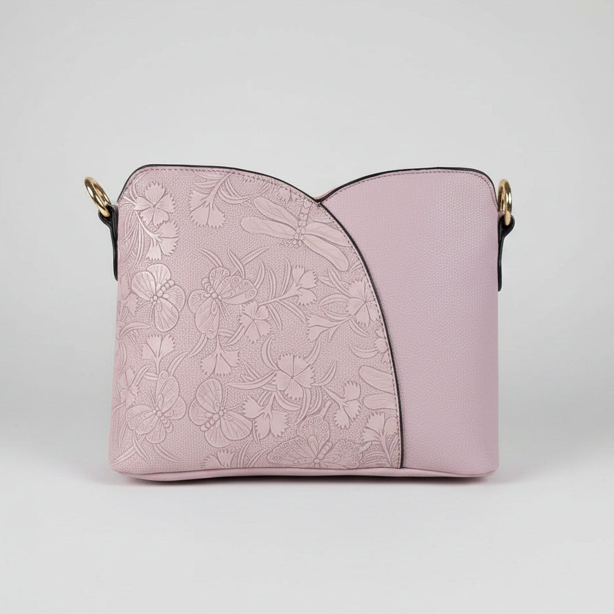 Temptation Italy Small Faux Leather Crossbody. Butterfly & Floral Embossed Bag - Boutique of Leathers/Open Road