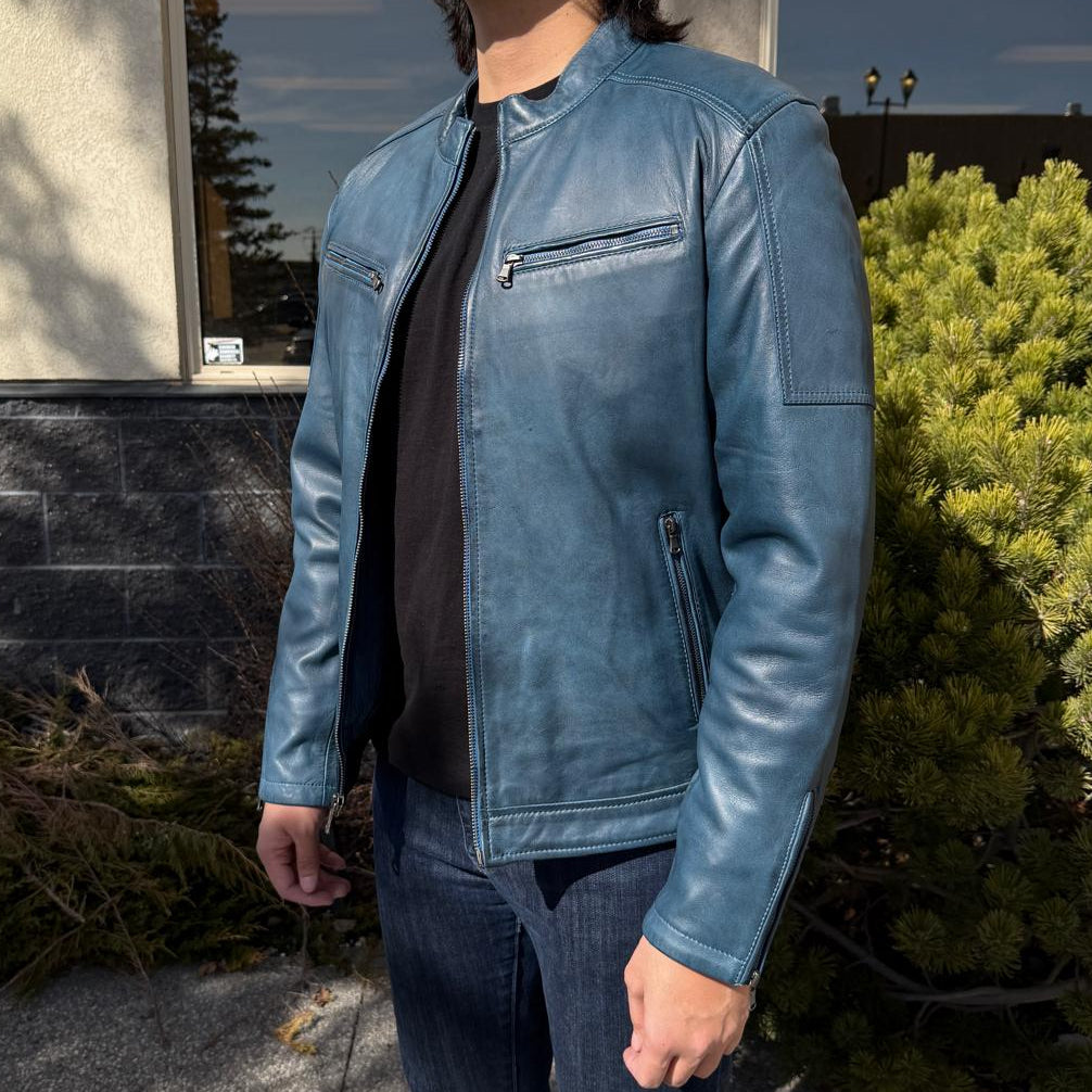 BOL Men's Waxed Sheep Prime Leather Jacket - Boutique of Leathers/Open Road