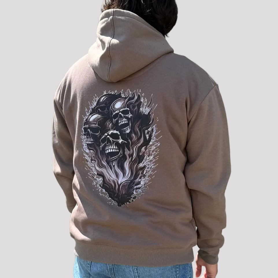 Open Road Men's Four Skulls on Fire Graphic Hoodie