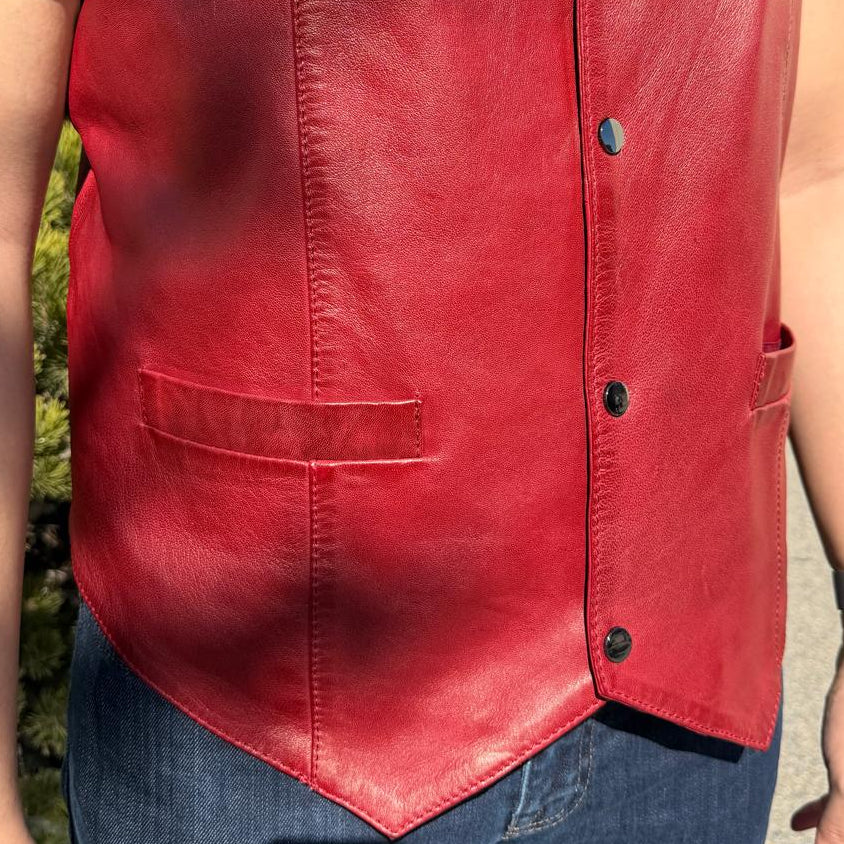 Men's Sheep Leather Vest. Snap Closure & Front Pockets - Boutique of Leathers/Open Road