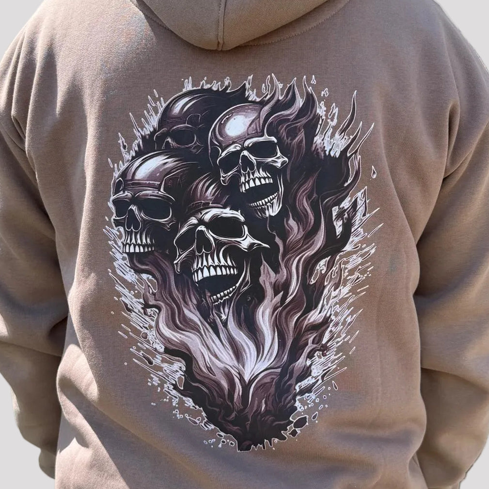 Open Road Men's Four Skulls on Fire Graphic Hoodie