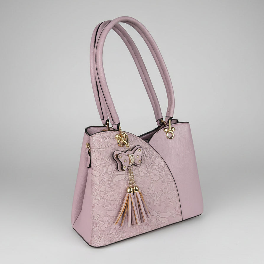 Temptation Italy Faux Leather Shoulder Bag. Butterfly & Floral Embossed Handbag - Boutique of Leathers/Open Road
