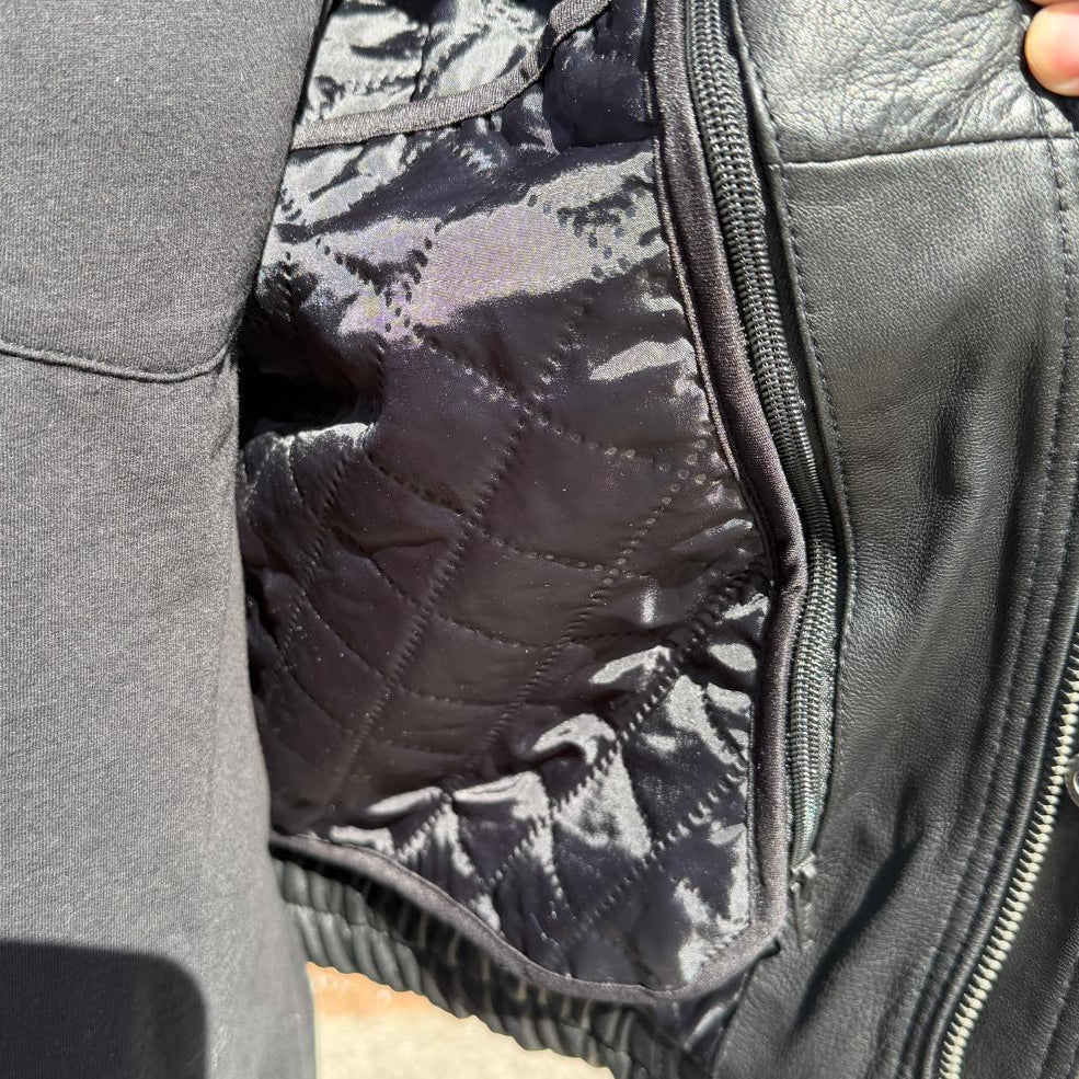 BOL Men's Double Collar Leather Bomber Jacket