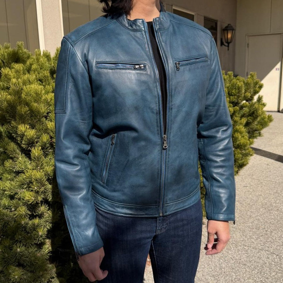 BOL Men's Waxed Sheep Prime Leather Jacket - Boutique of Leathers