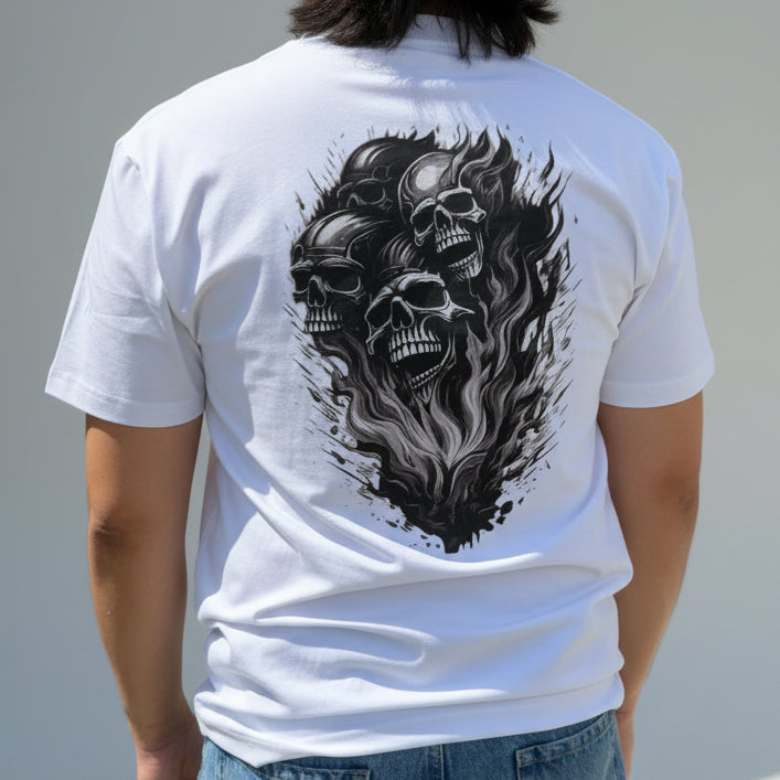 Open Road Men's Four Skulls on Fire Graphic T-Shirt