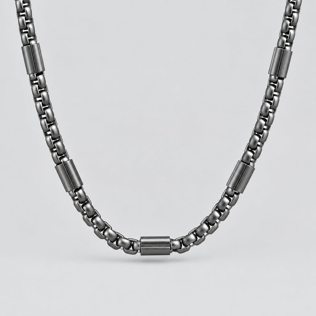 Men's Black Steel Link Chain Necklace. Heavy Duty Box Link Biker Jewelry - Boutique of Leathers/Open Road