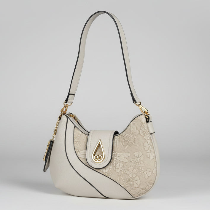 Temptation Italy Faux Leather Small Shoulder Bag with Dragonfly and Flowers