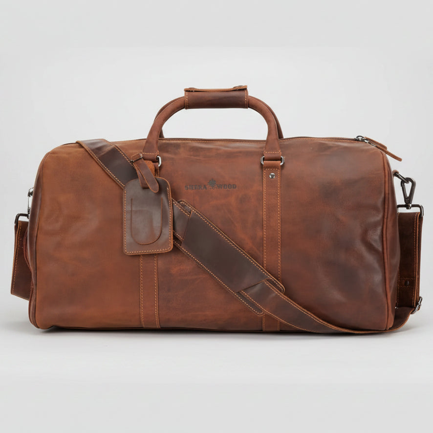 Greenwood Leather Overnight Travel Duffle Bag. Premium Weekender & Gym Companion