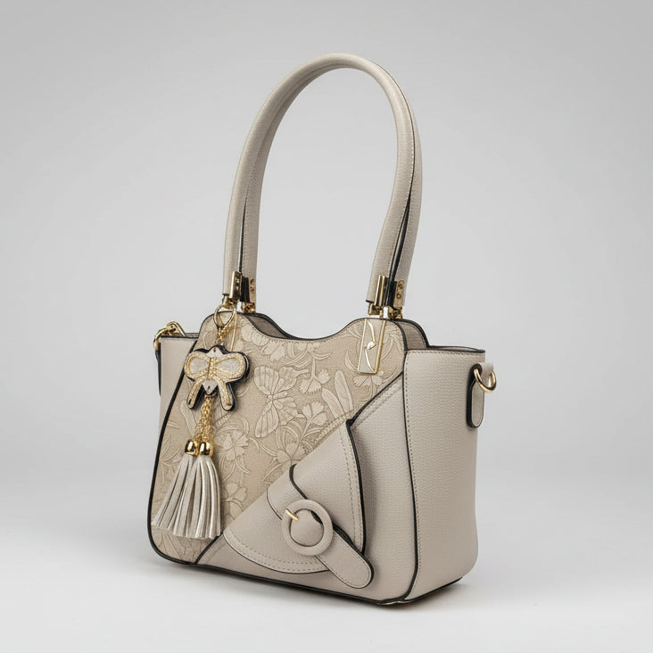 Temptation Italy Small Faux Leather Shoulder Bag. Floral & Dragonfly Embossed Handbag - Boutique of Leathers/Open Road