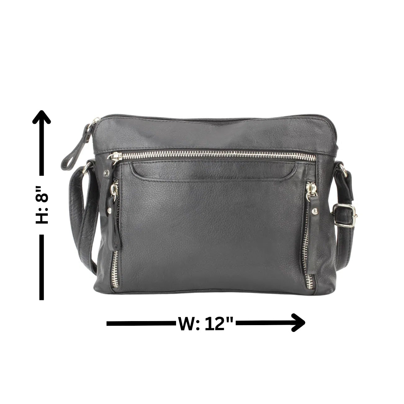 Leather Crossbody Slim Bag with Zippered Pockets & Adjustable Strap - Boutique of Leathers/Open Road