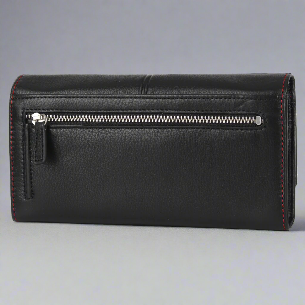 MET Road Women's Red Stitch Leather Wallet